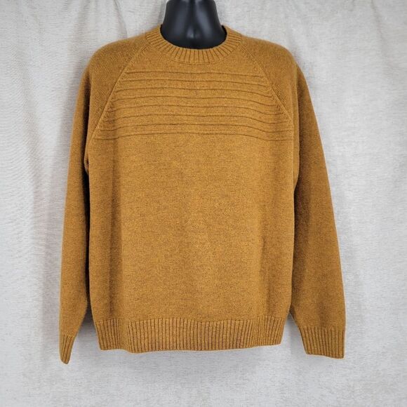 Duluth Mustard Men's Wool Be Back Crew Sweater Crewneck Men's Large - Picture 1 of 7